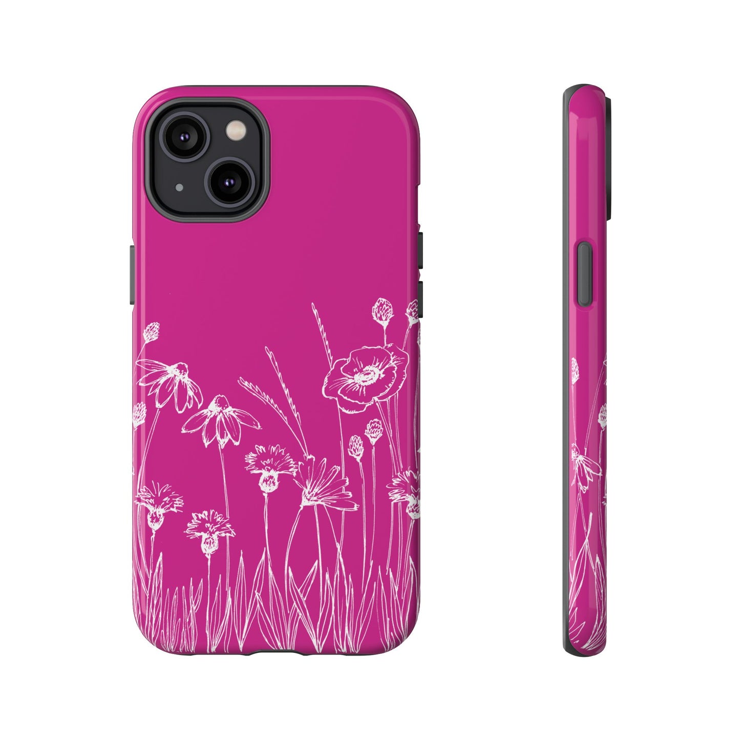 Doodle Flower Phone Case Hot Pink