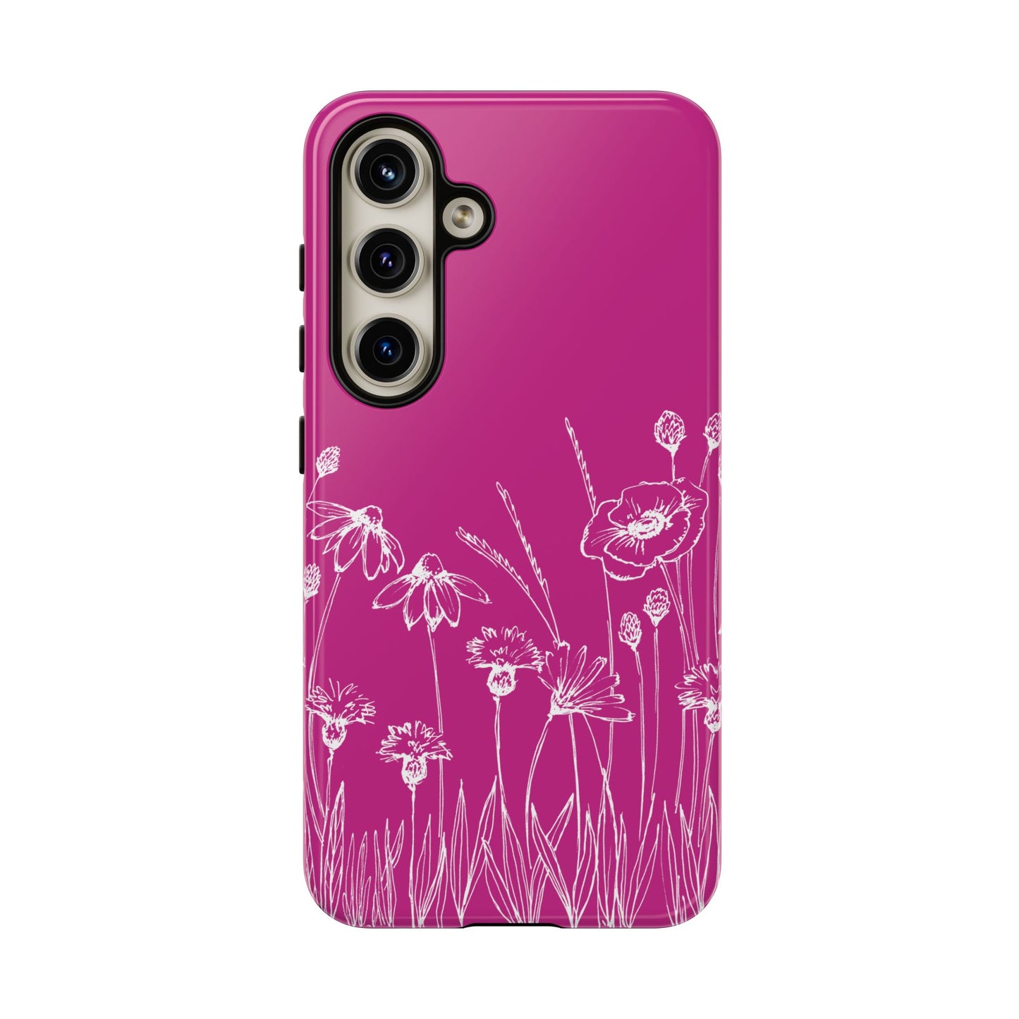 Doodle Flower Phone Case Hot Pink