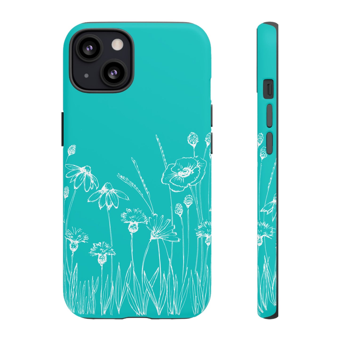 Doodle Flower Phone Case Aqua