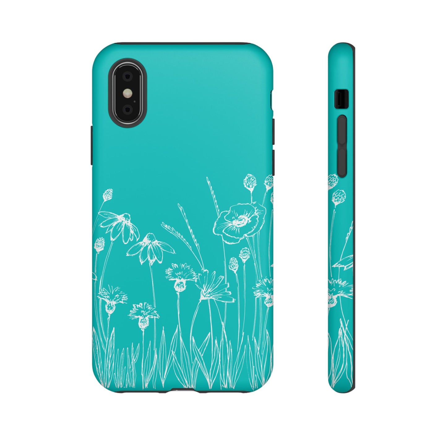 Doodle Flower Phone Case Aqua