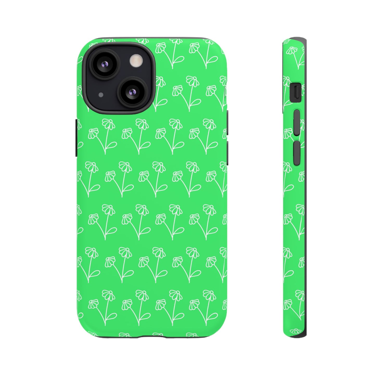 Doodle Flowers Phone Case Bright Green