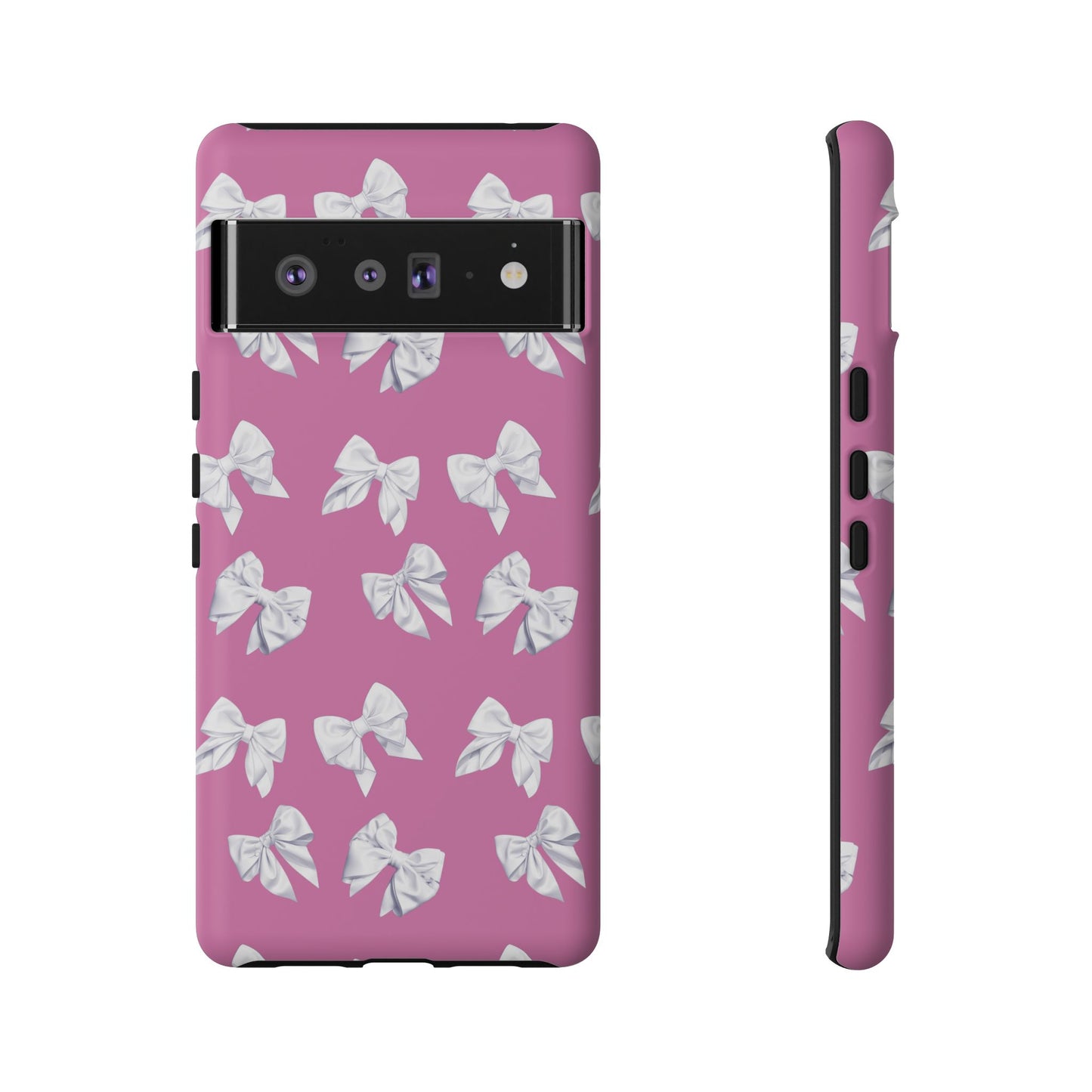 Bow Phone Case White on Pink