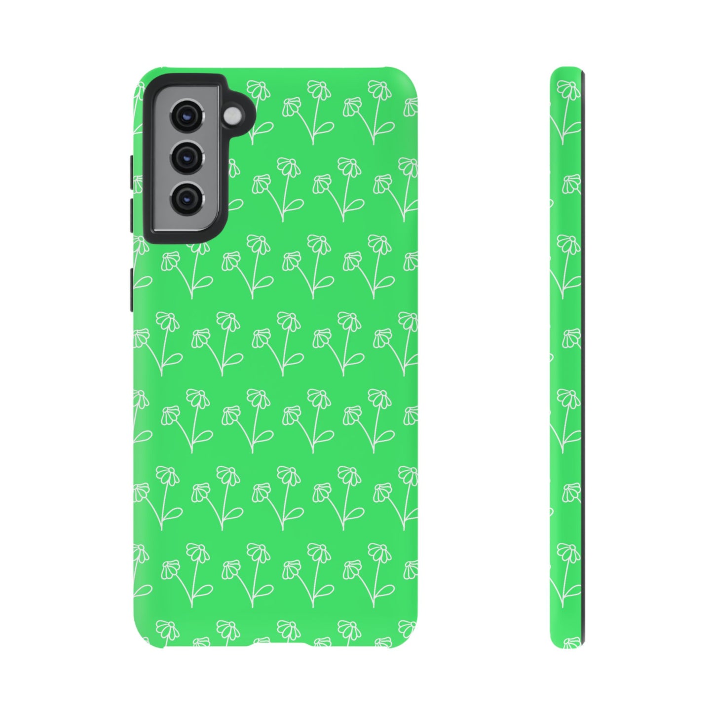 Doodle Flowers Phone Case Bright Green