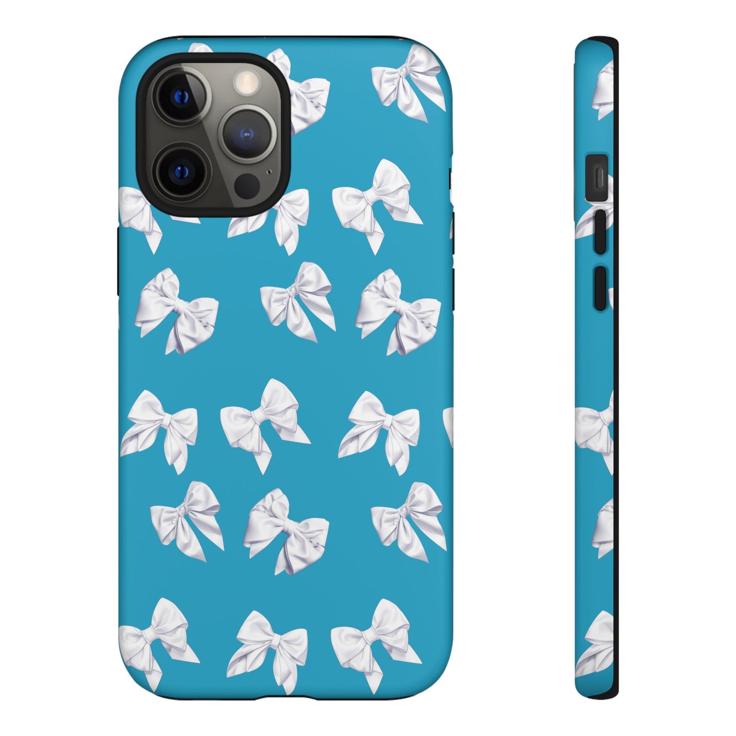 Bow Phone Case White on Turquoise