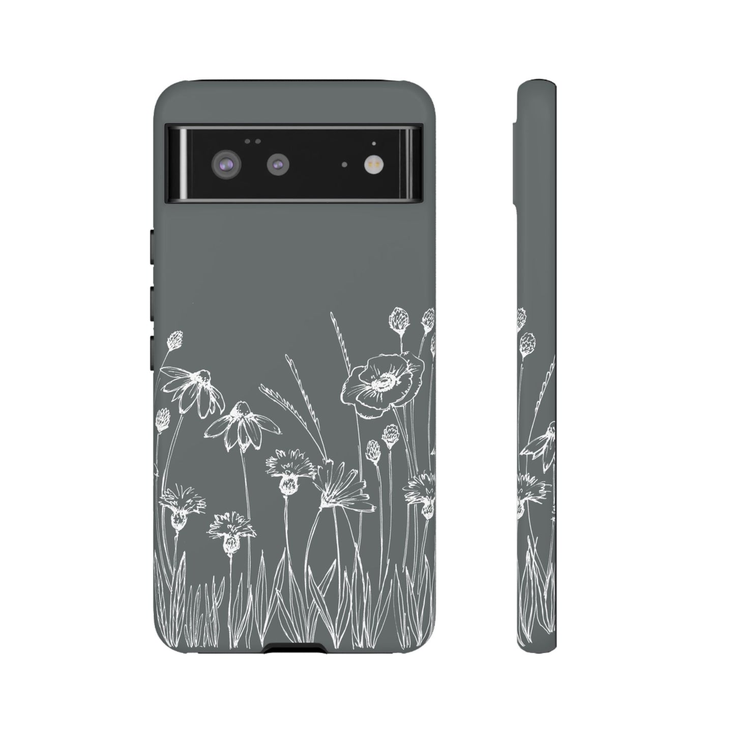 Doodle Flower Phone Case Gray