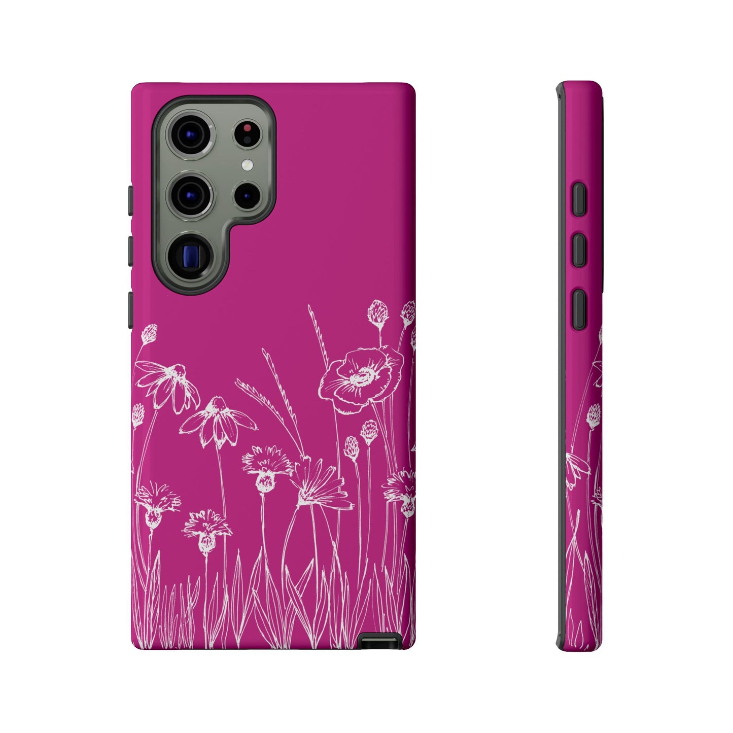 Doodle Flower Phone Case Hot Pink