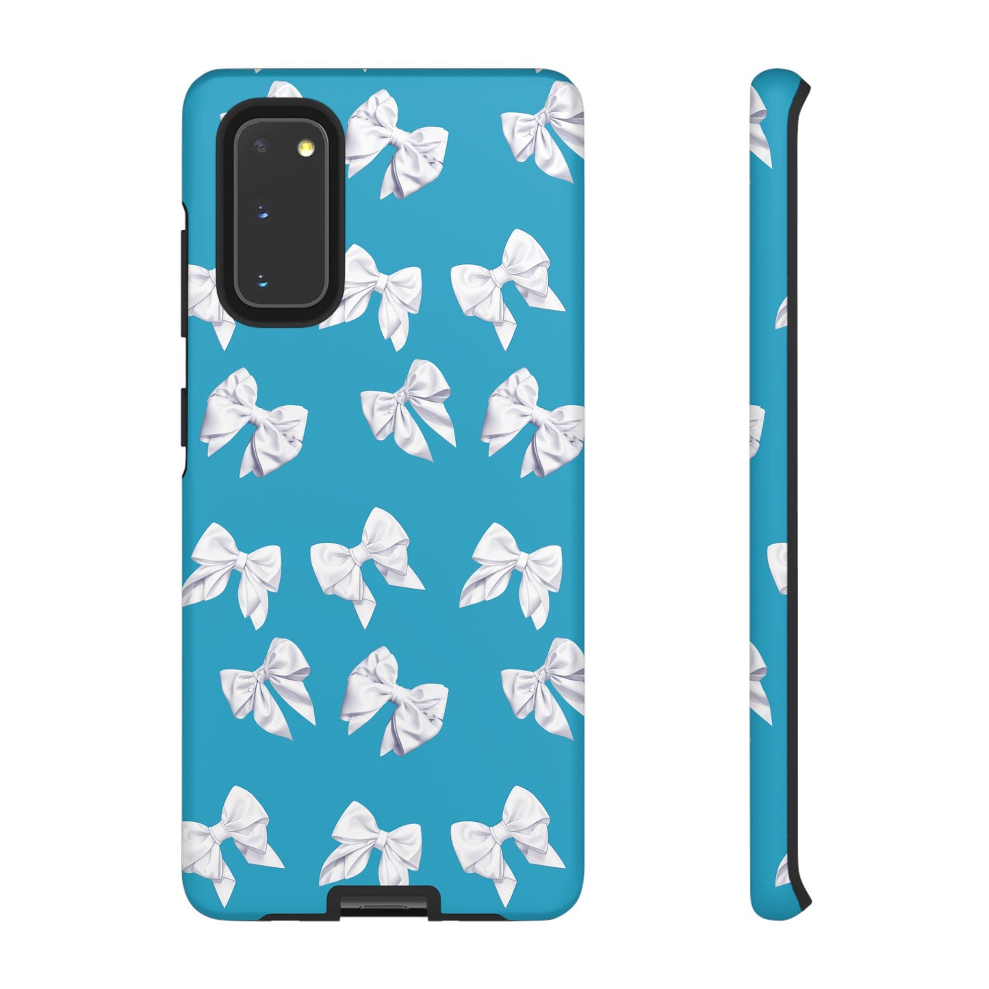 Bow Phone Case White on Turquoise