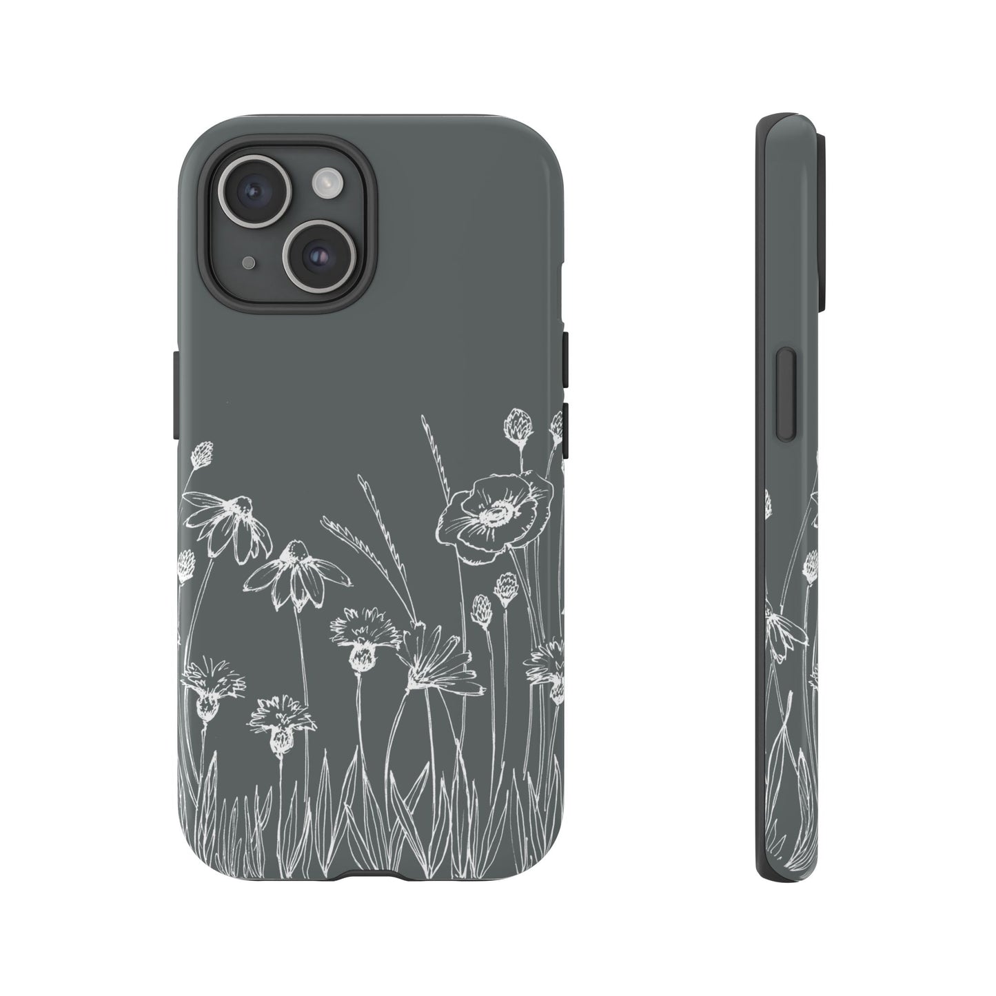 Doodle Flower Phone Case Gray