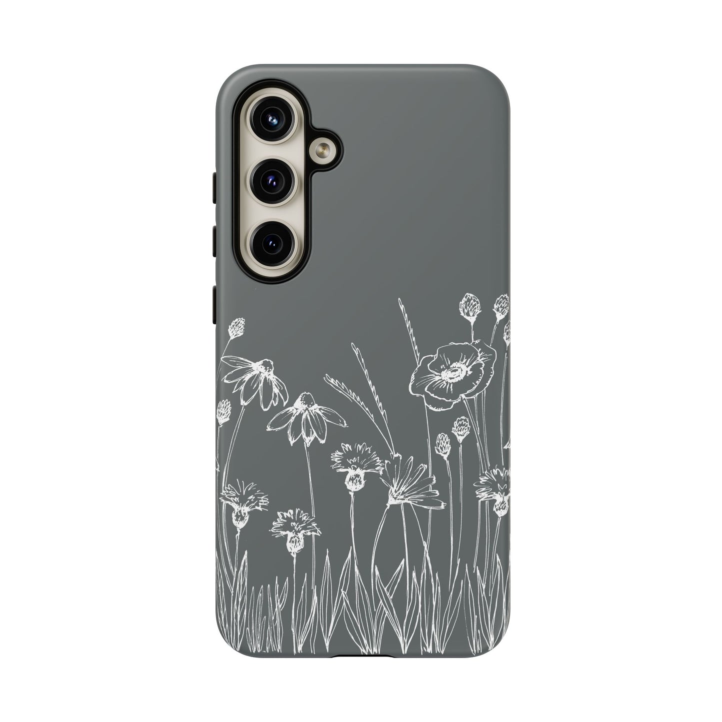 Doodle Flower Phone Case Gray