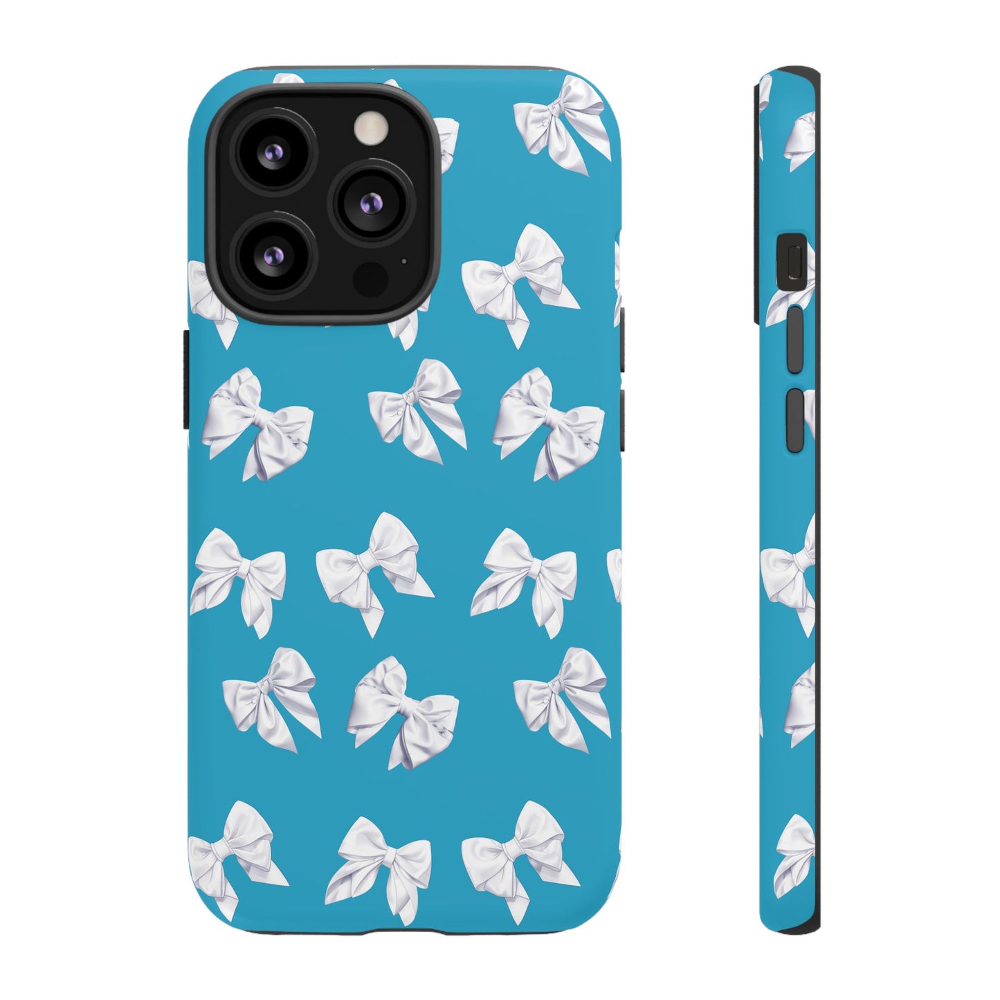 Bow Phone Case White on Turquoise