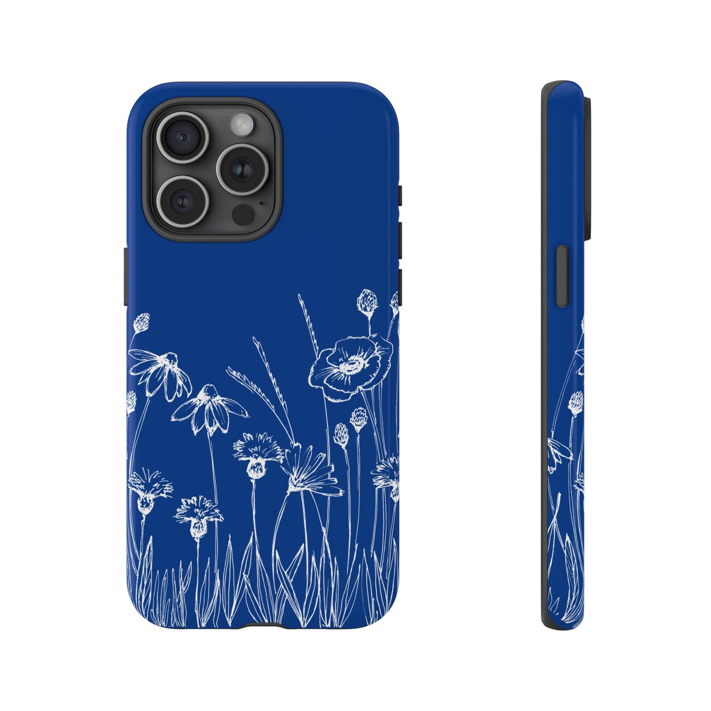 Doodle Flower Phone Case Blue