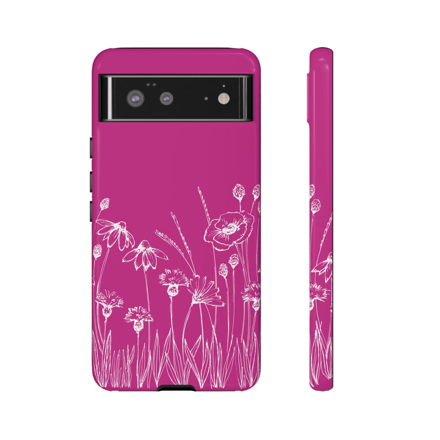 Doodle Flower Phone Case Hot Pink