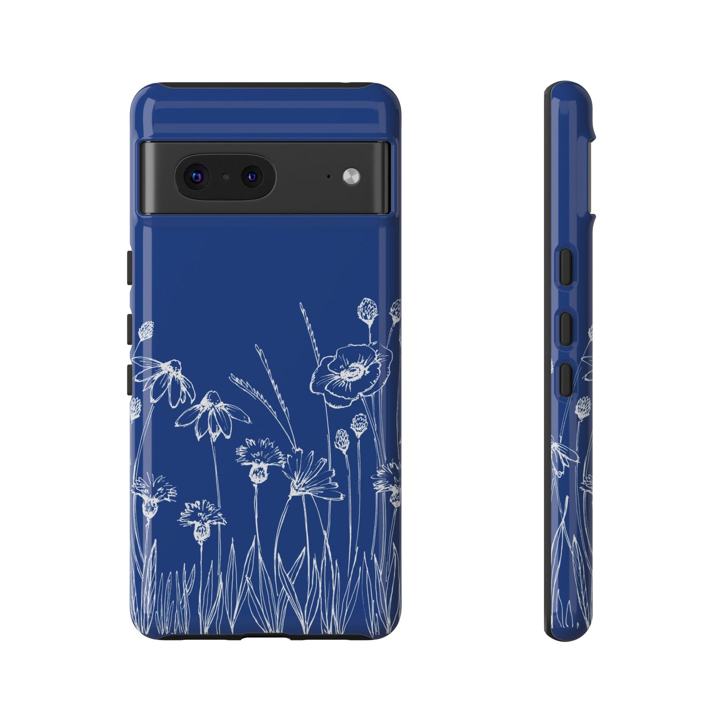 Doodle Flower Phone Case Blue