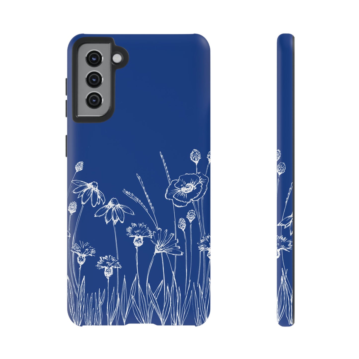 Doodle Flower Phone Case Blue