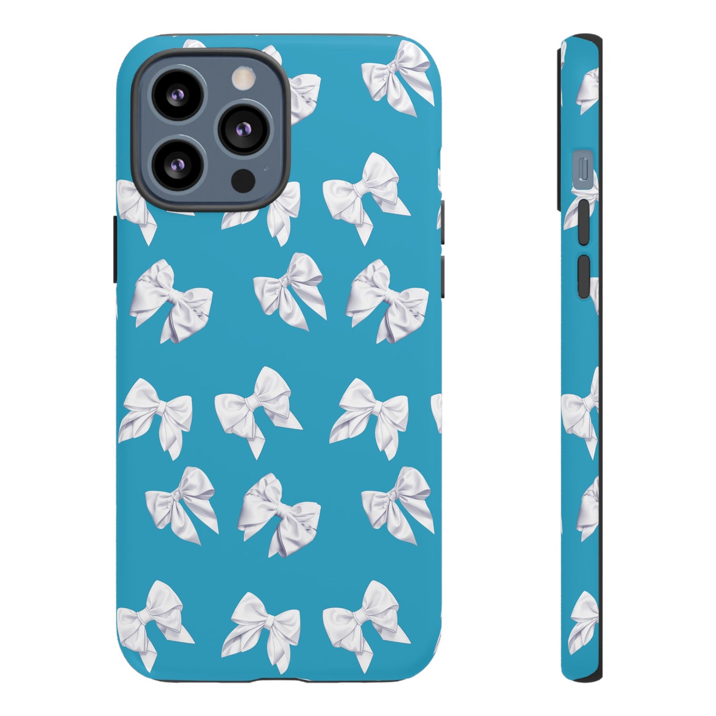 Bow Phone Case White on Turquoise