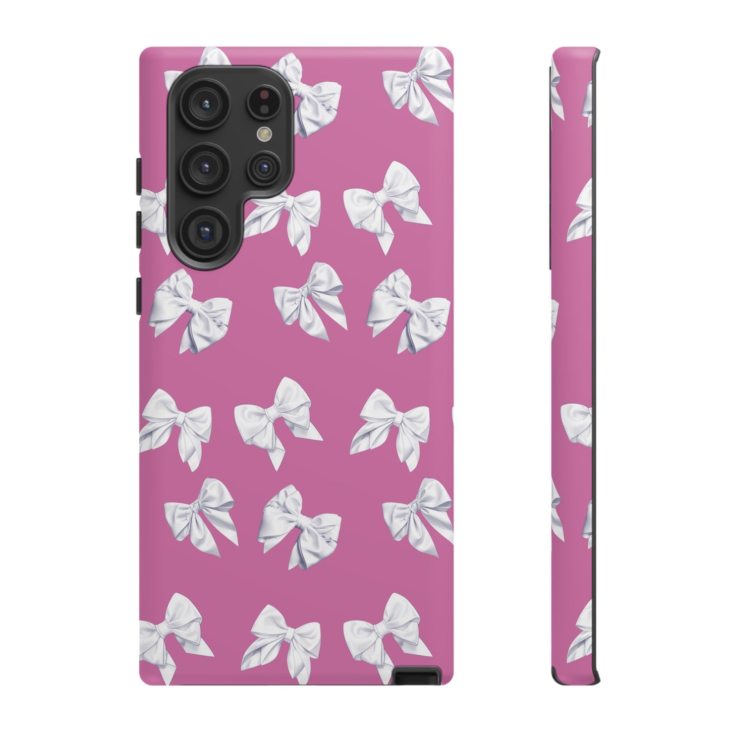 Bow Phone Case White on Pink