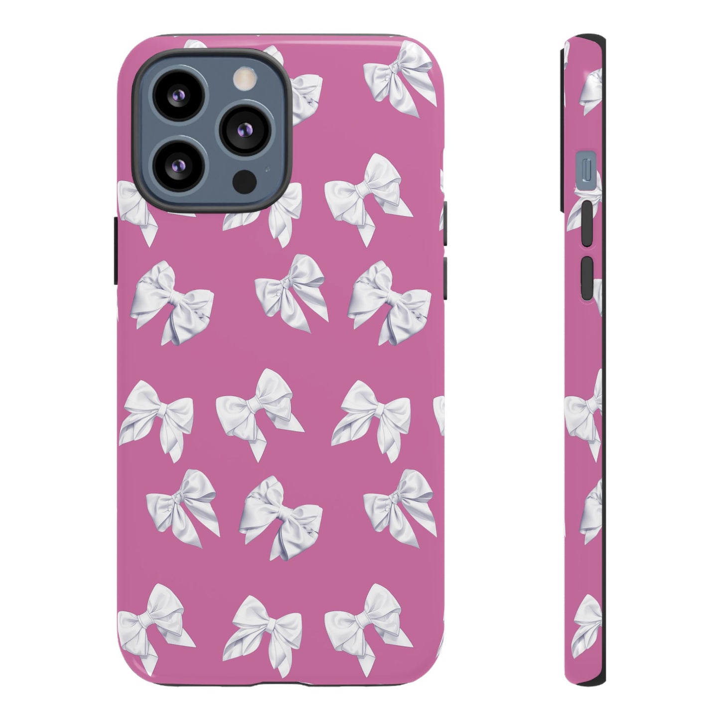 Bow Phone Case White on Pink