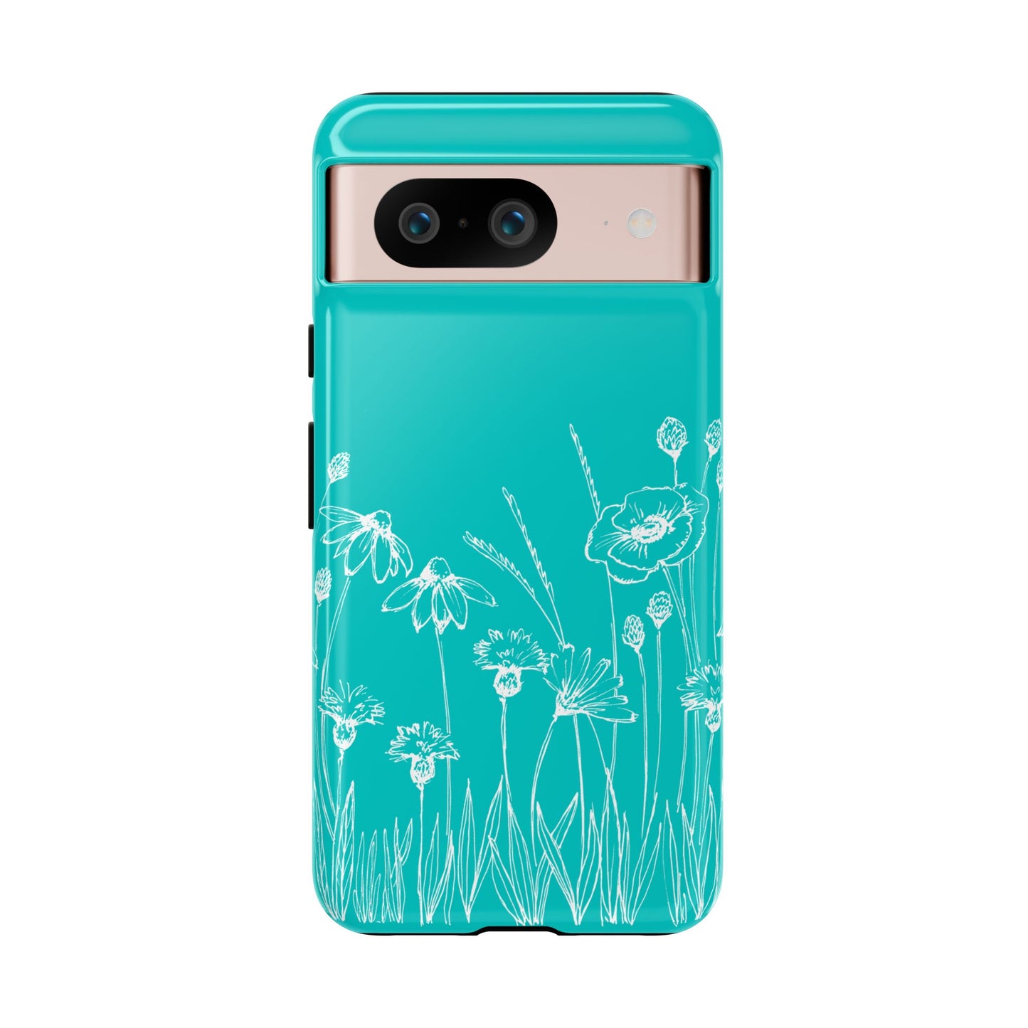 Doodle Flower Phone Case Aqua