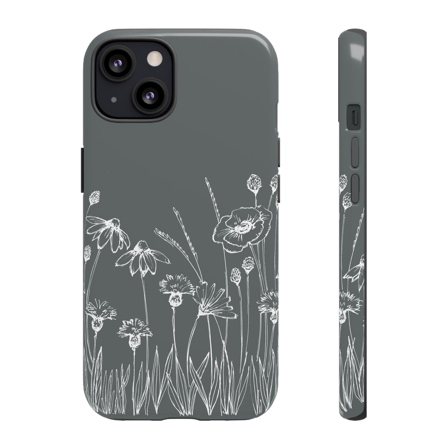 Doodle Flower Phone Case Gray