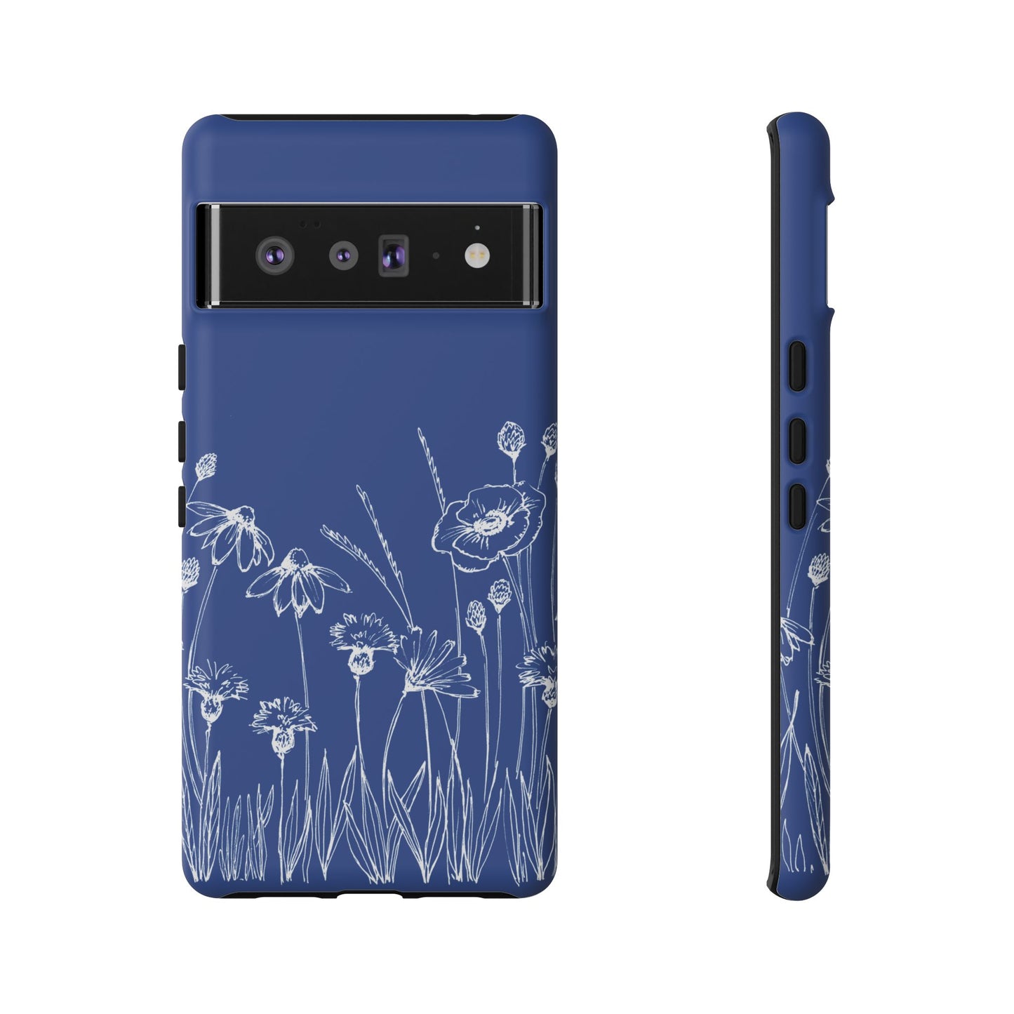 Doodle Flower Phone Case Blue