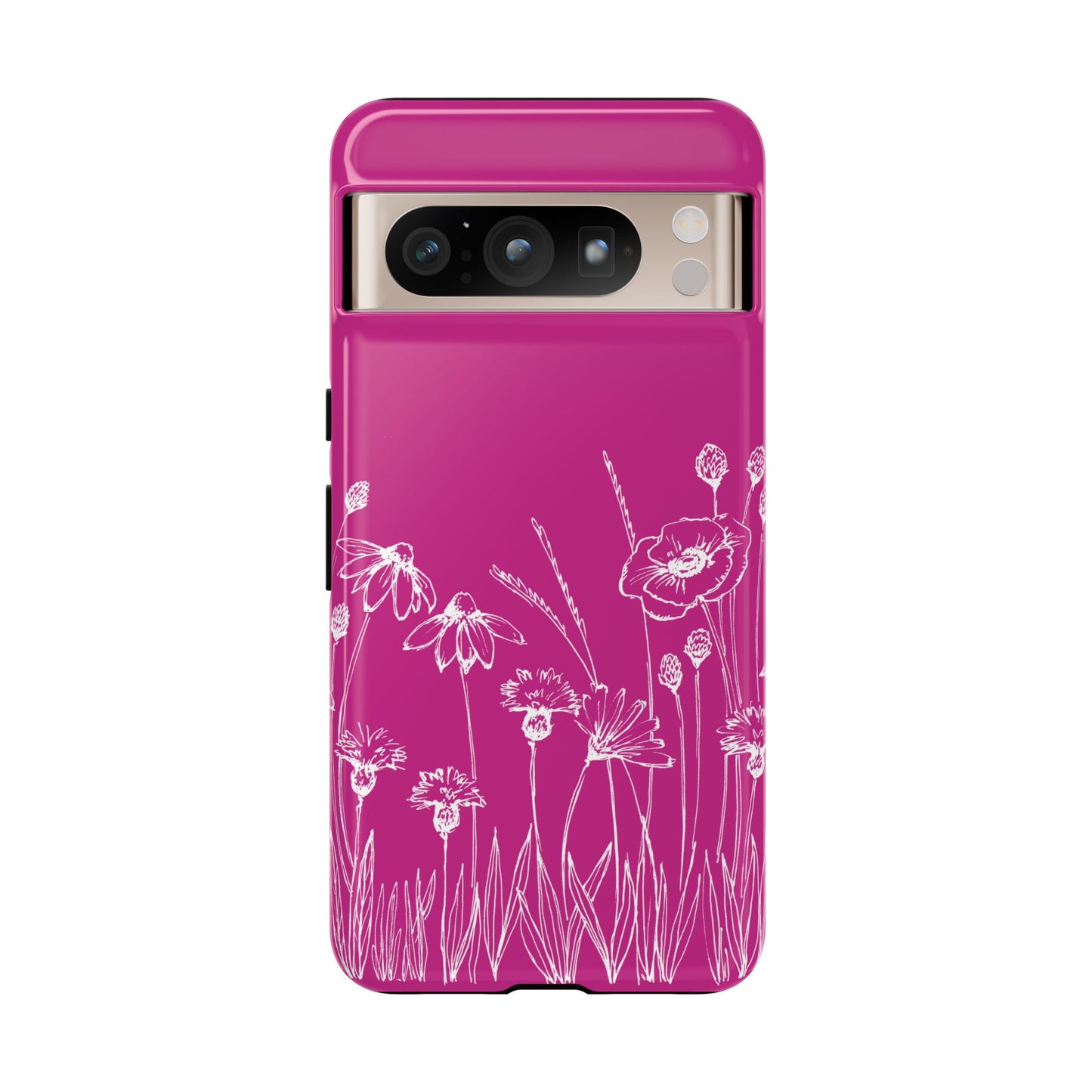 Doodle Flower Phone Case Hot Pink