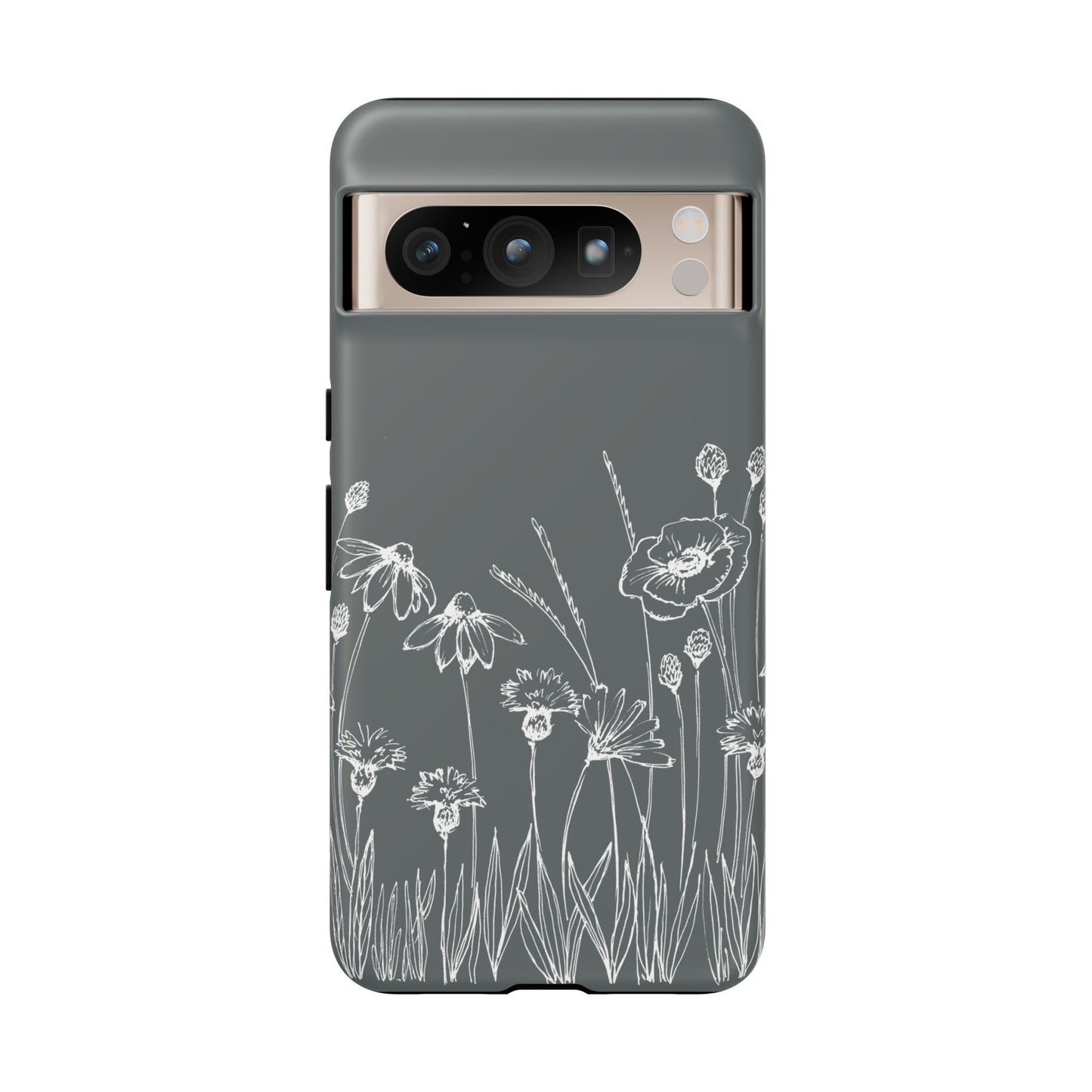 Doodle Flower Phone Case Gray