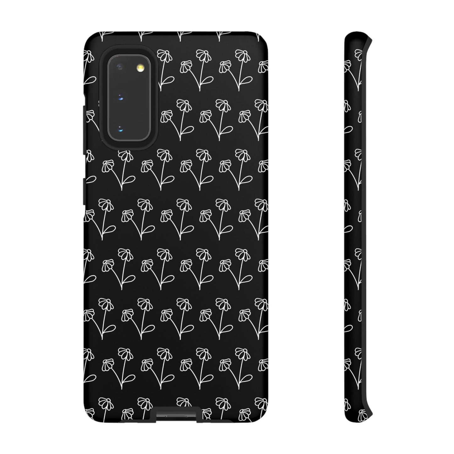 Doodle Flowers Phone Case Black