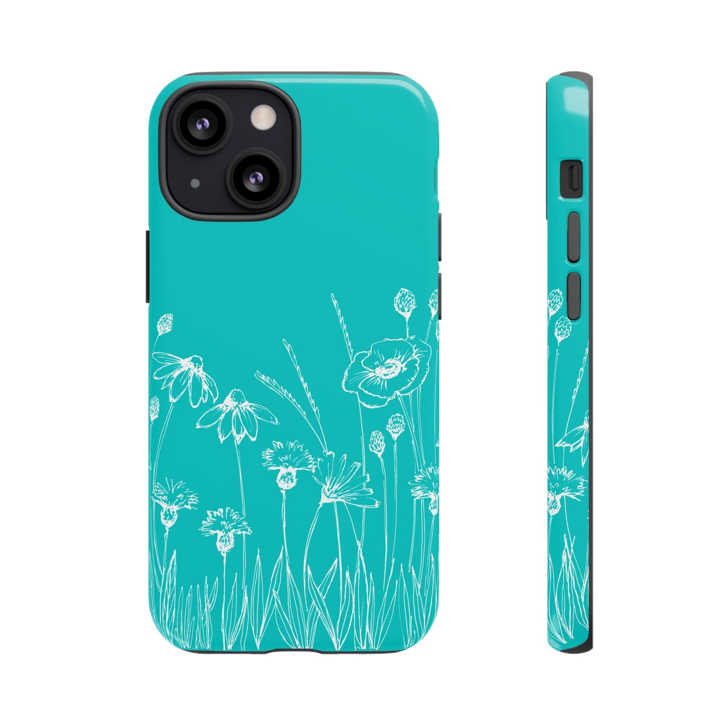 Doodle Flower Phone Case Aqua