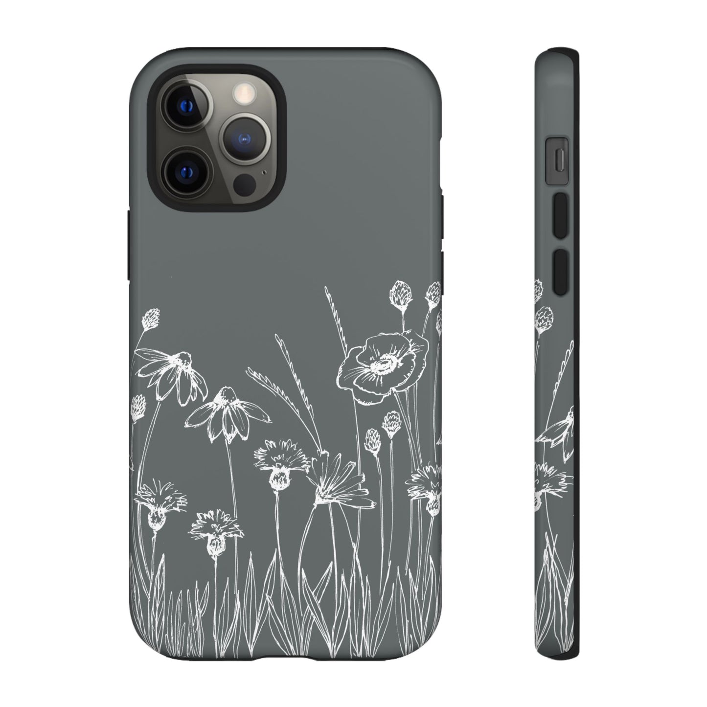 Doodle Flower Phone Case Gray