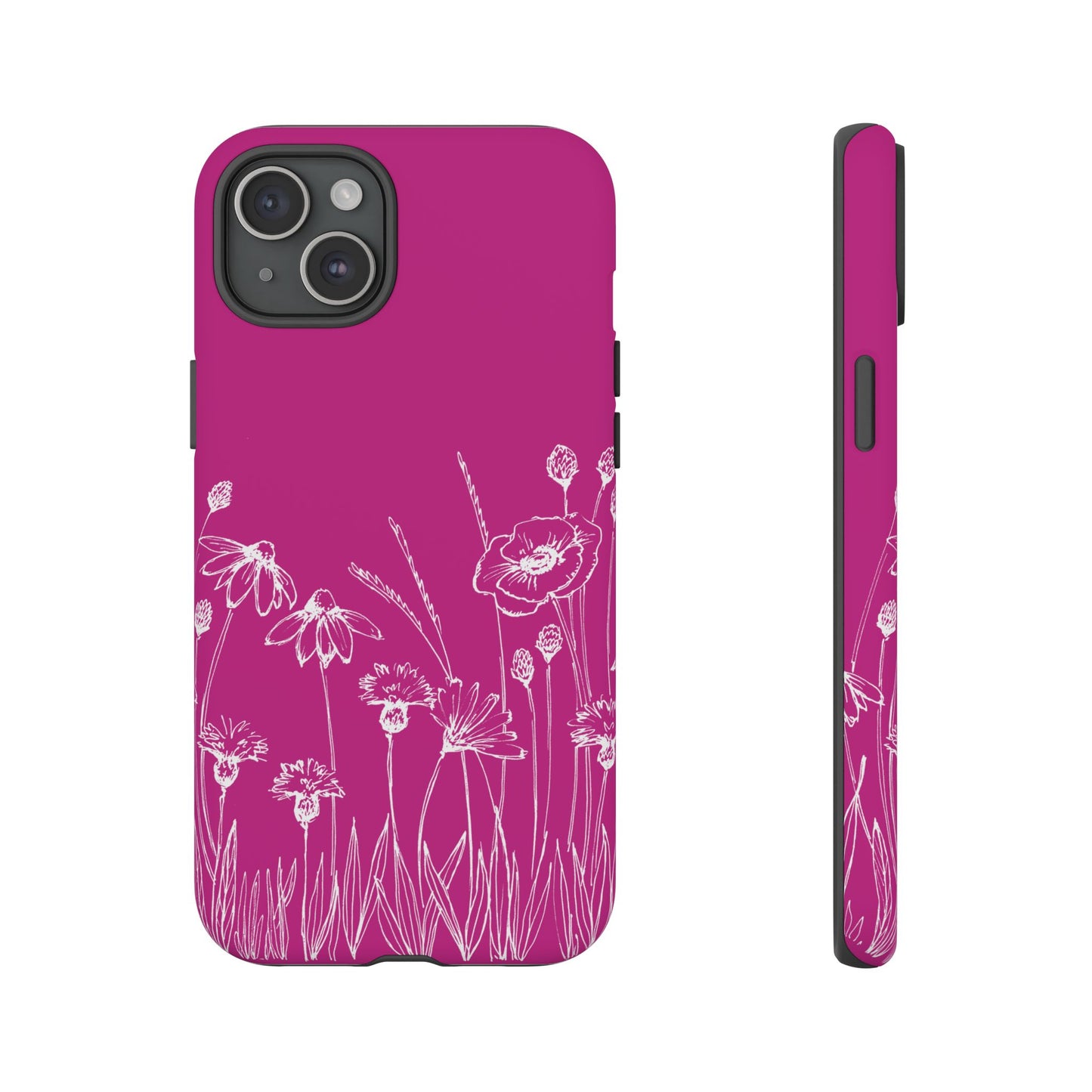 Doodle Flower Phone Case Hot Pink