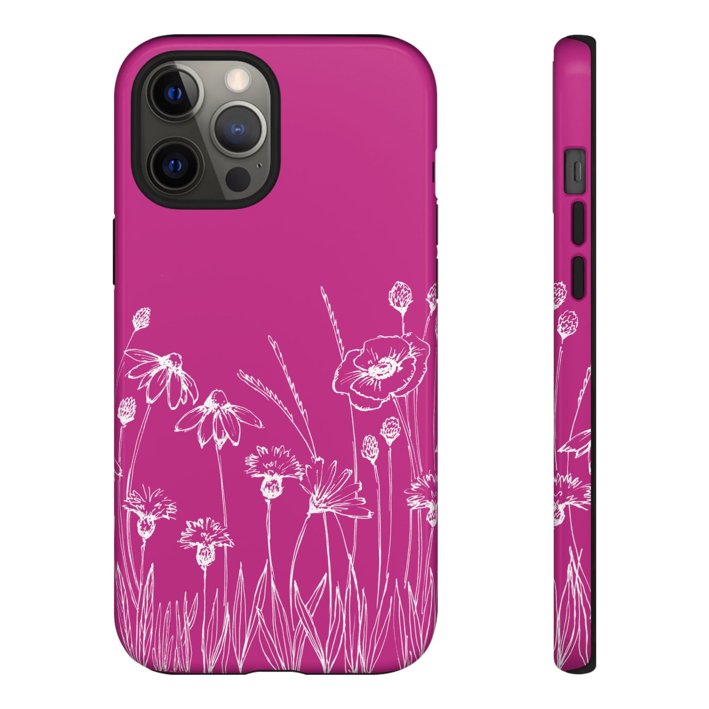 Doodle Flower Phone Case Hot Pink