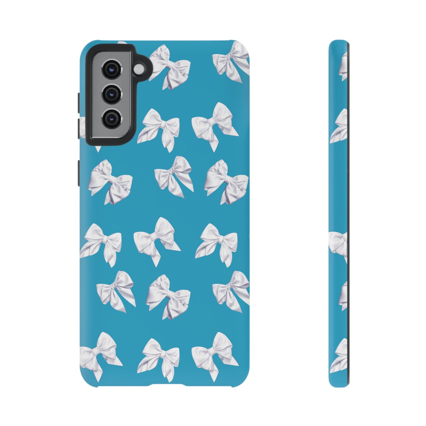 Bow Phone Case White on Turquoise