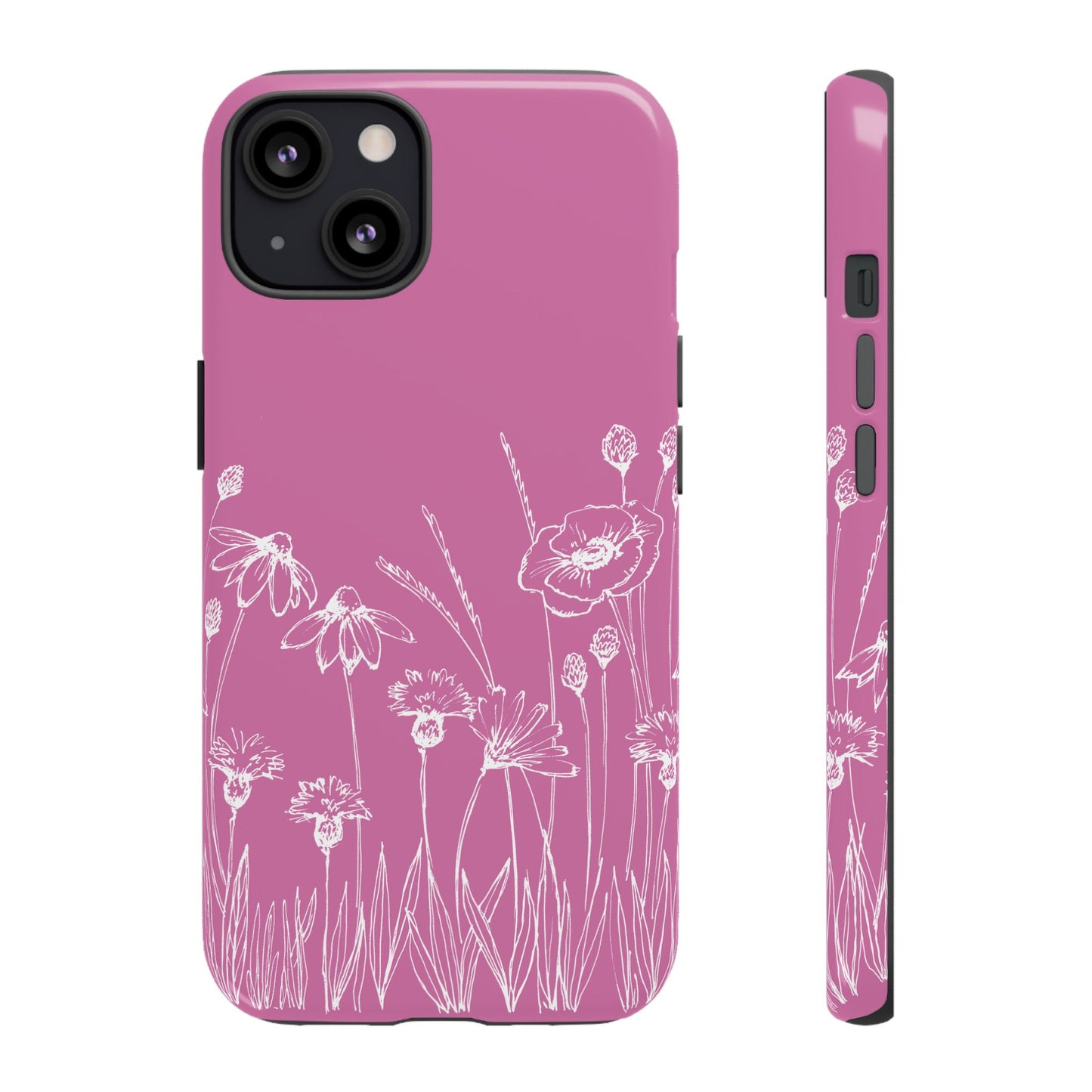 Doodle Flower Phone Case Pink