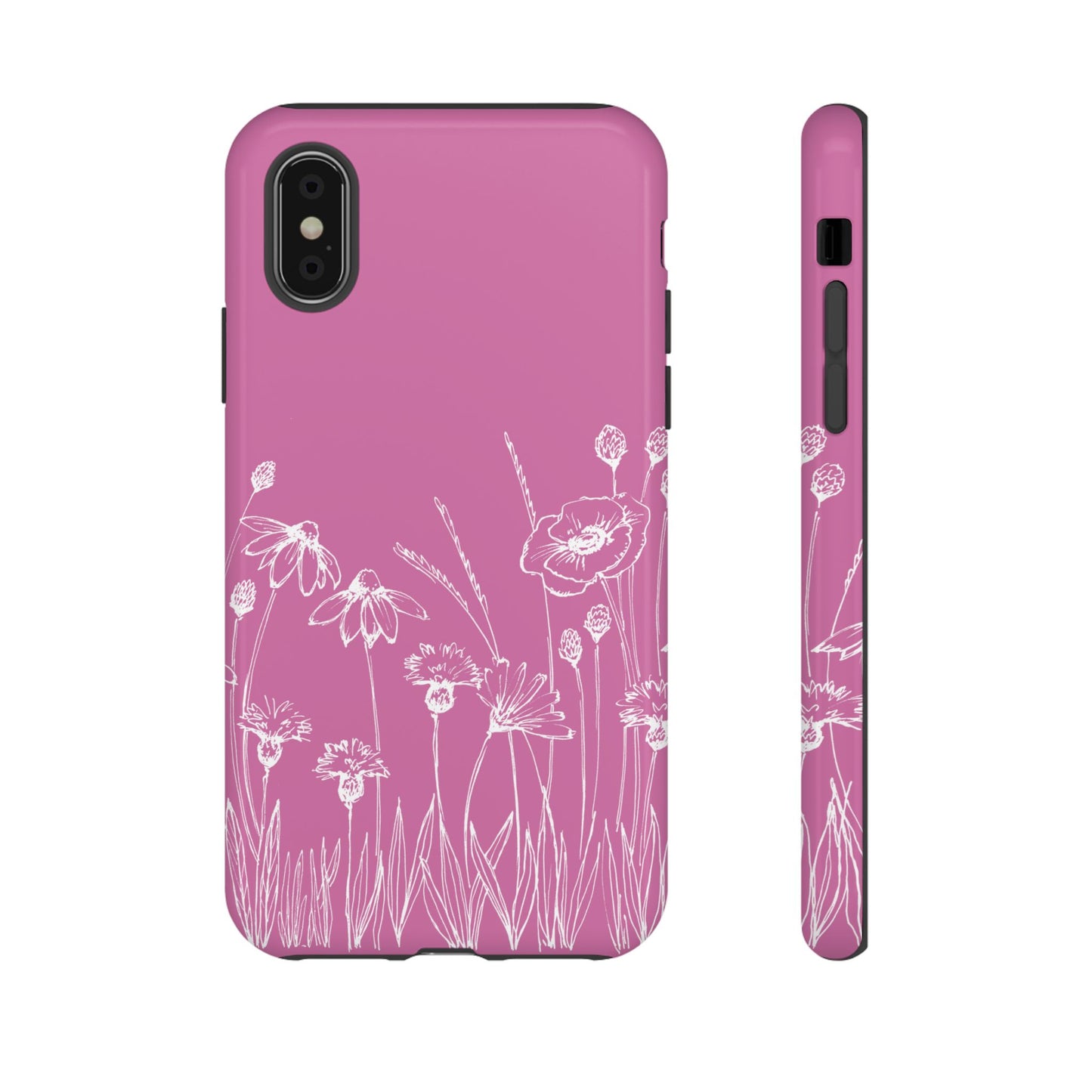 Doodle Flower Phone Case Pink