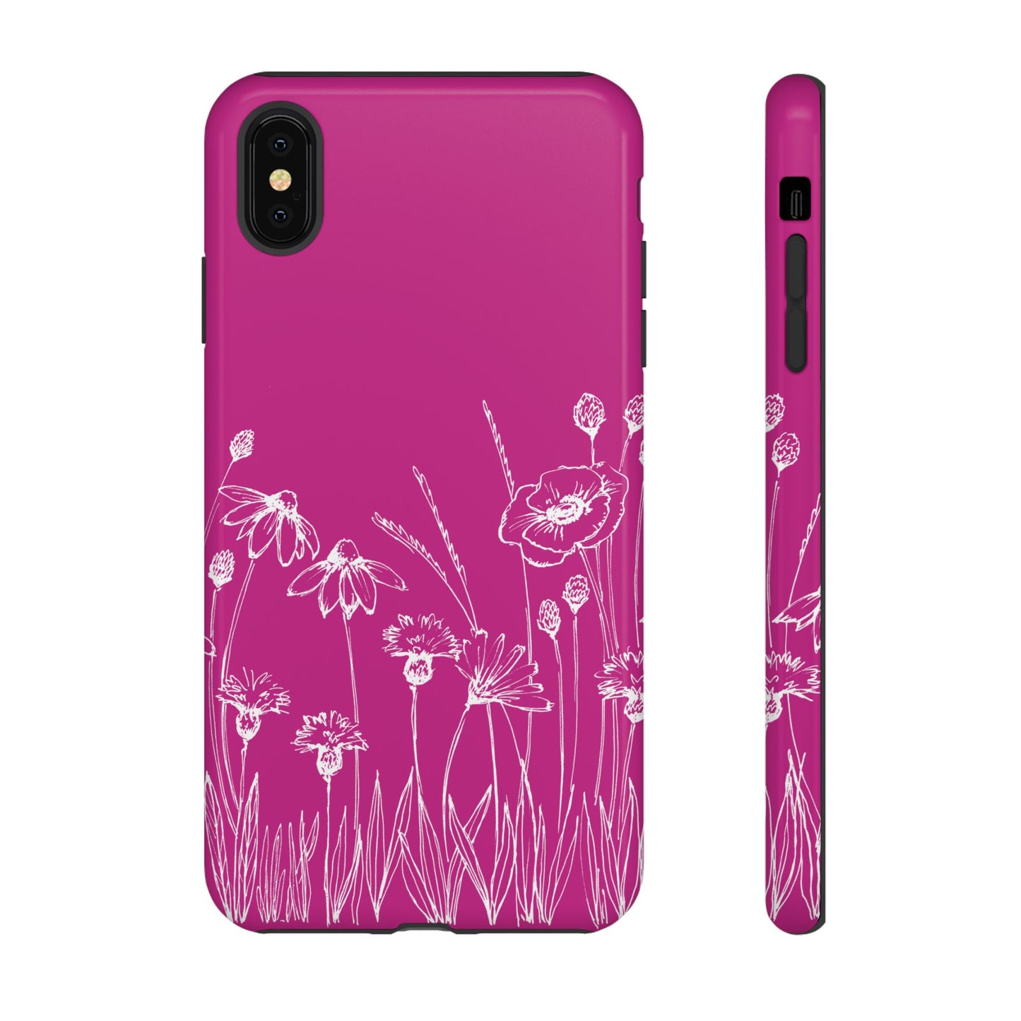 Doodle Flower Phone Case Hot Pink