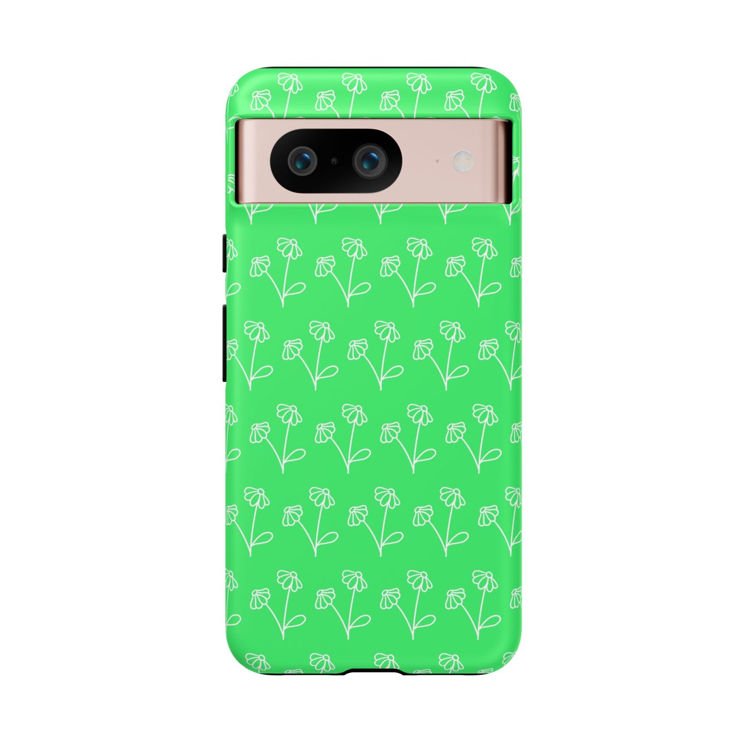 Doodle Flowers Phone Case Bright Green