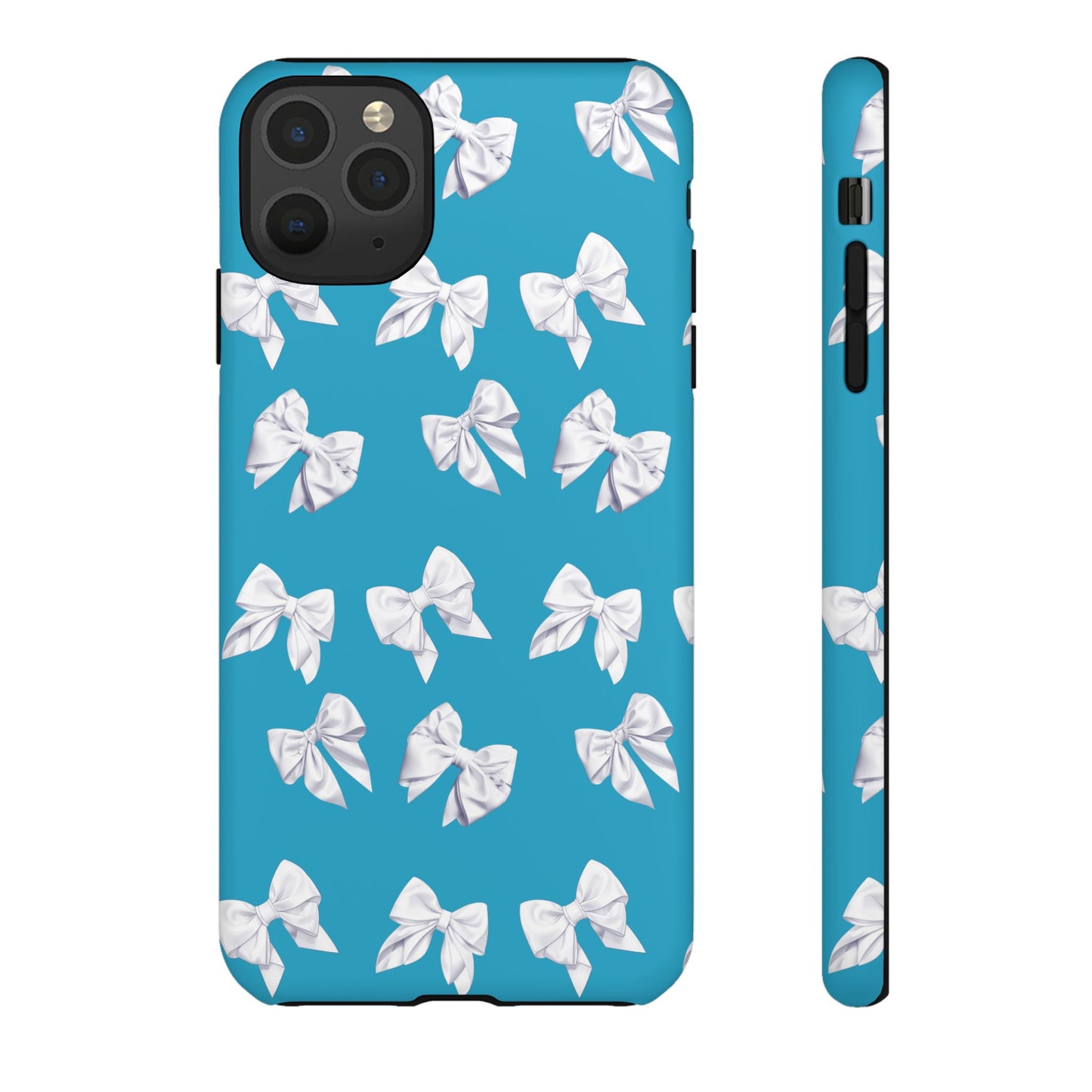 Bow Phone Case White on Turquoise