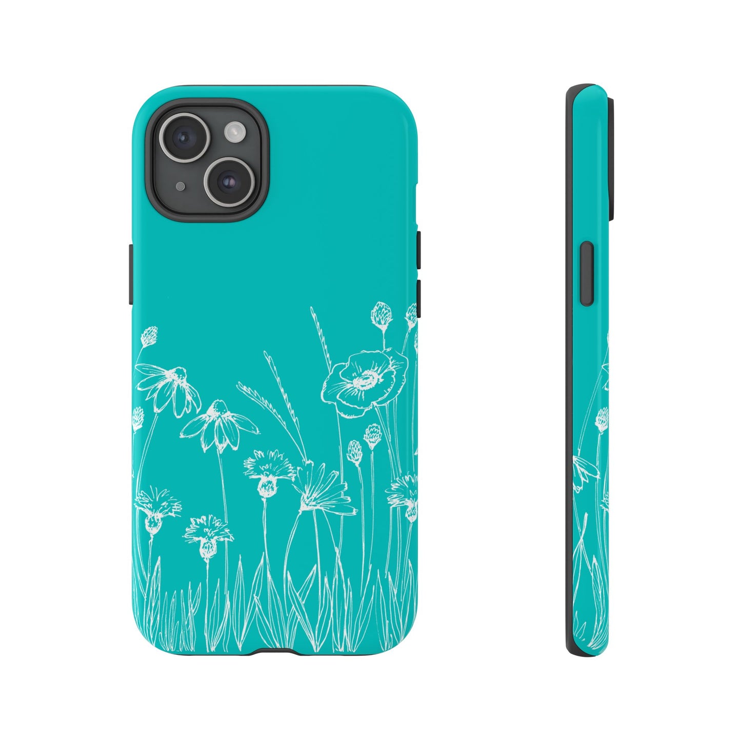 Doodle Flower Phone Case Aqua