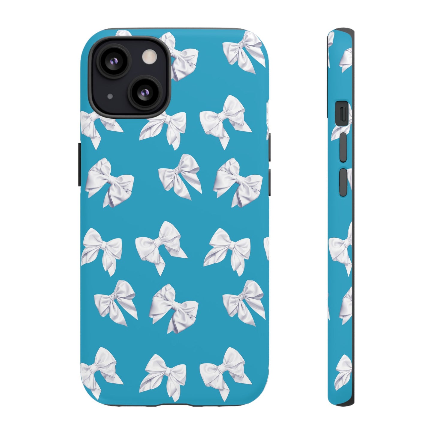 Bow Phone Case White on Turquoise