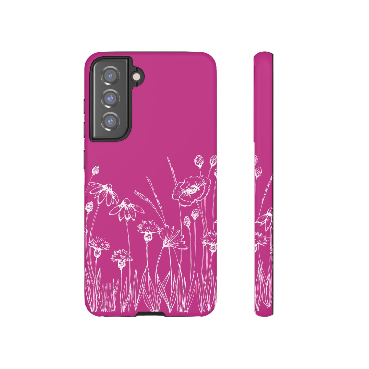 Doodle Flower Phone Case Hot Pink