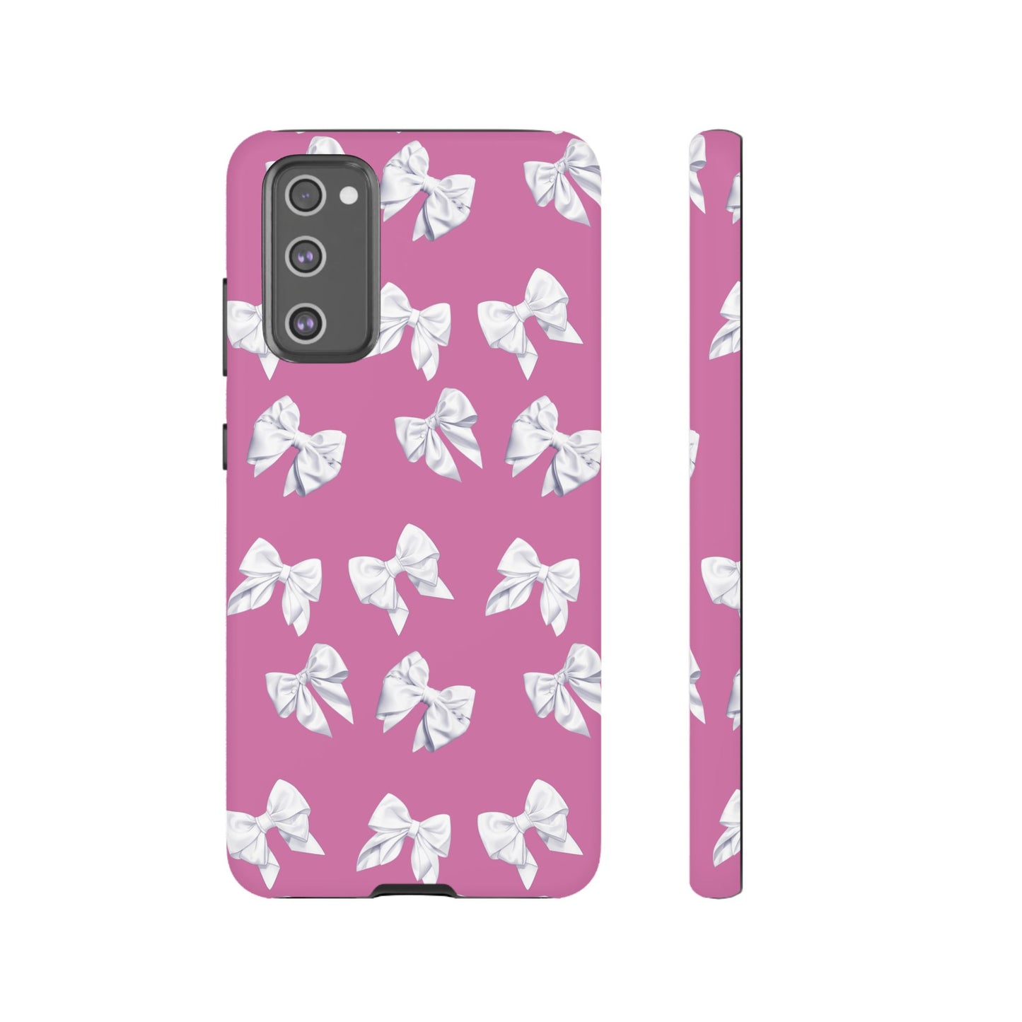 Bow Phone Case White on Pink