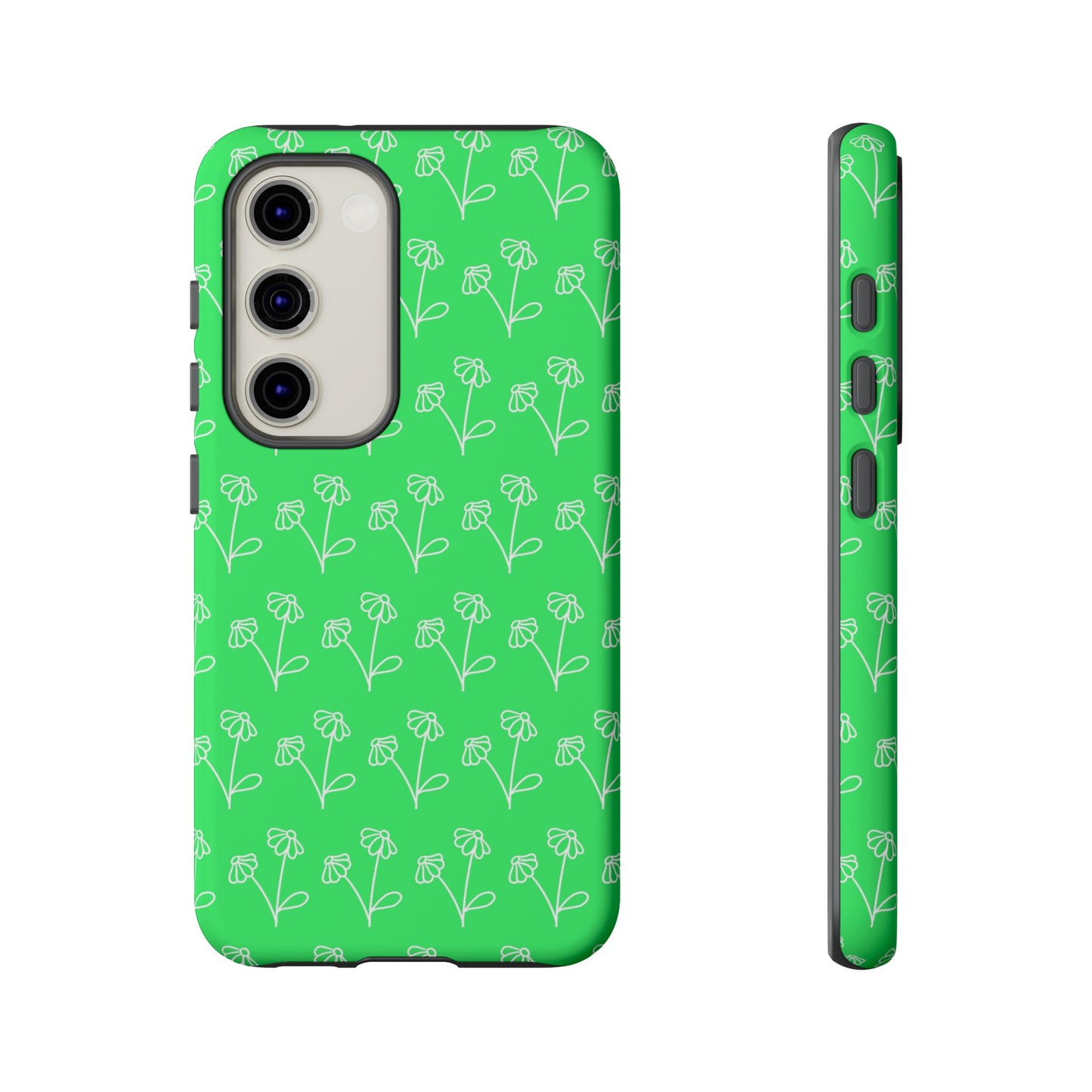 Doodle Flowers Phone Case Bright Green