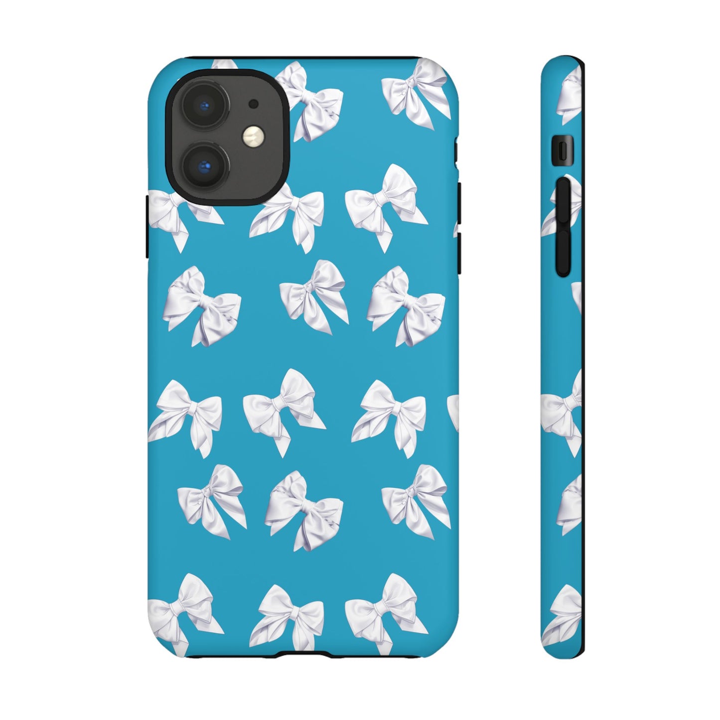 Bow Phone Case White on Turquoise