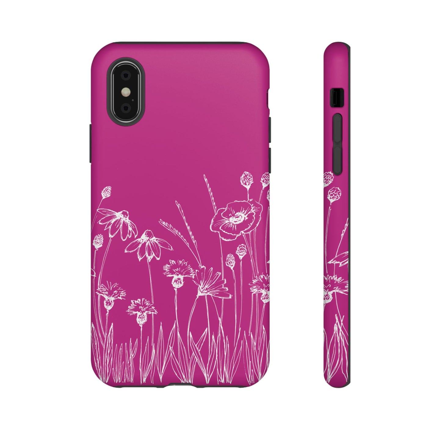 Doodle Flower Phone Case Hot Pink