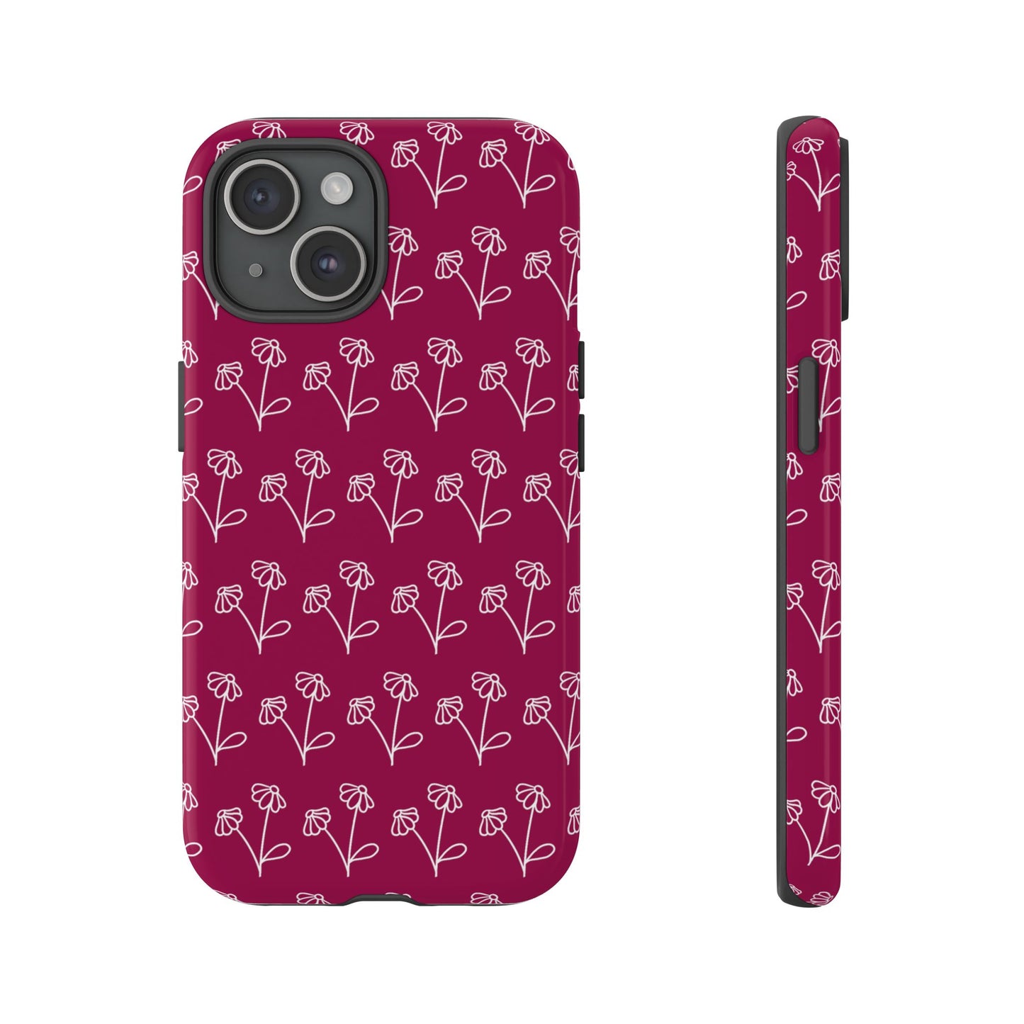 Doodle Flowers Phone Case Berry