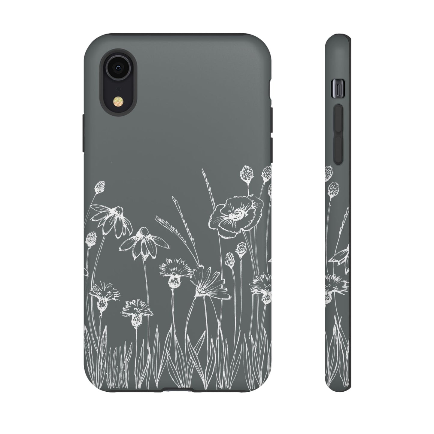 Doodle Flower Phone Case Gray