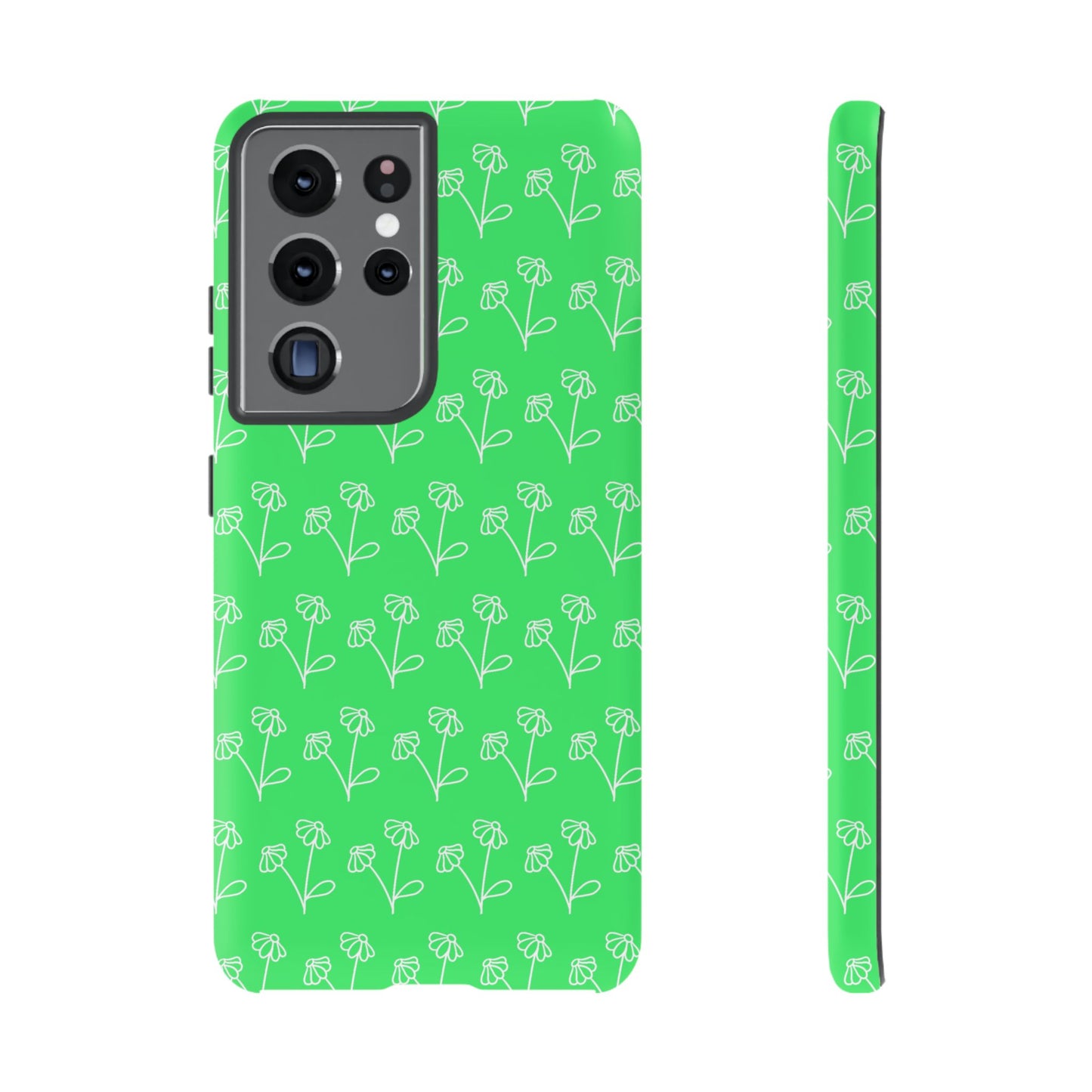 Doodle Flowers Phone Case Bright Green