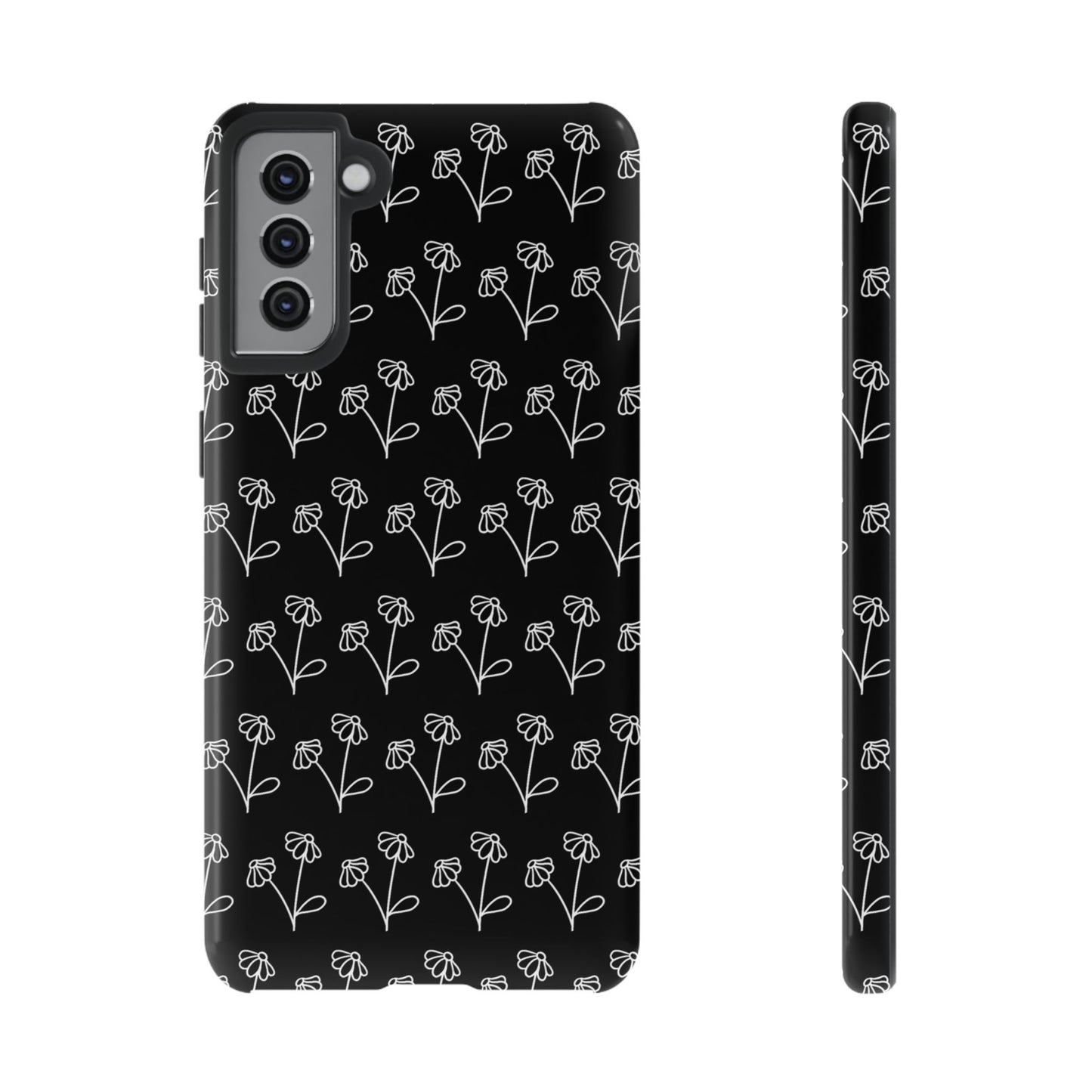 Doodle Flowers Phone Case Black