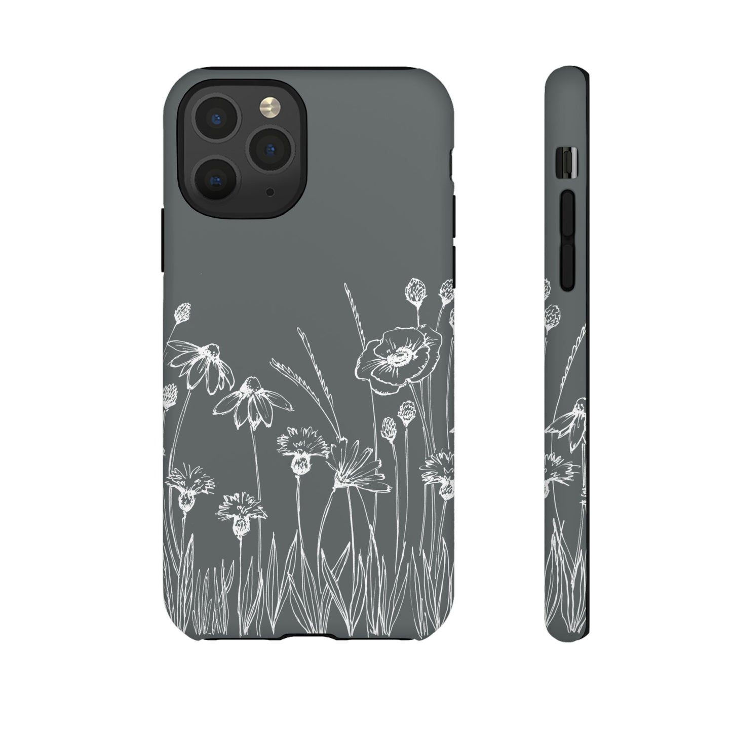 Doodle Flower Phone Case Gray