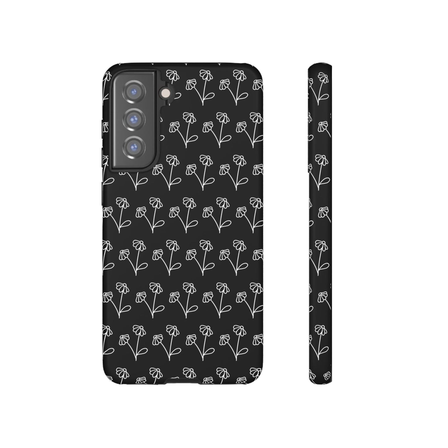 Doodle Flowers Phone Case Black